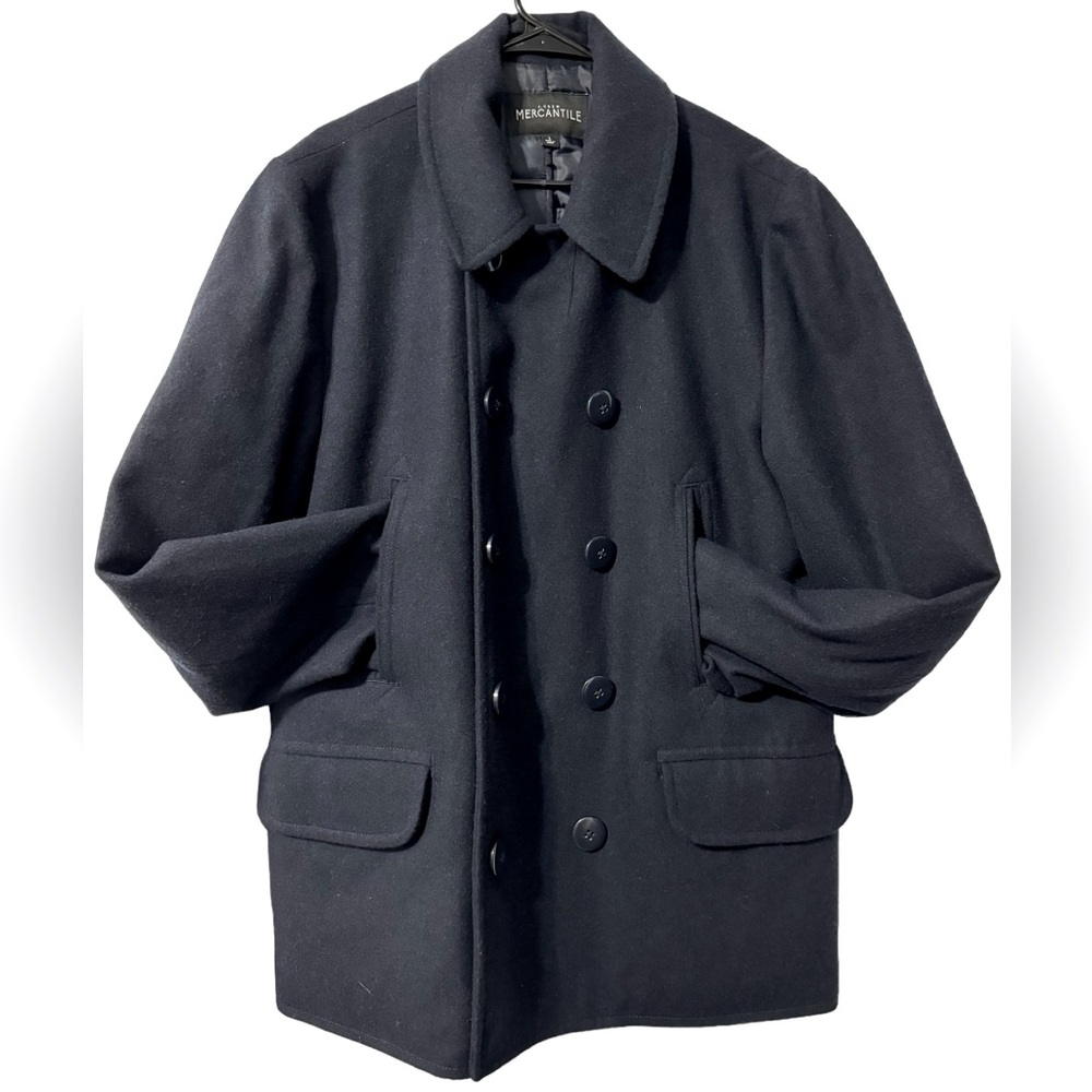 Like NEW J Crew Mens Large (50 in Chest) Navy Blue PrimaLoft Heavy Dock Peacoat